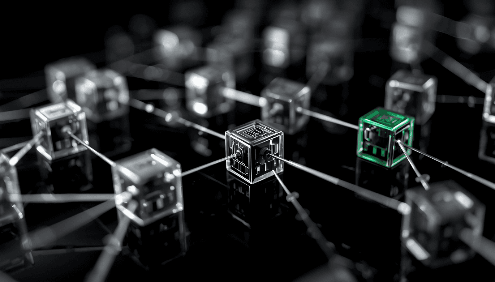 Abstract network of connected geometric blockchain nodes